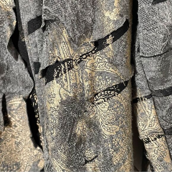 Frank Lyman Vintage Black & Gold Shredded w Elastic Open Cardigan/Jacket Size 8 - Picture 10 of 11